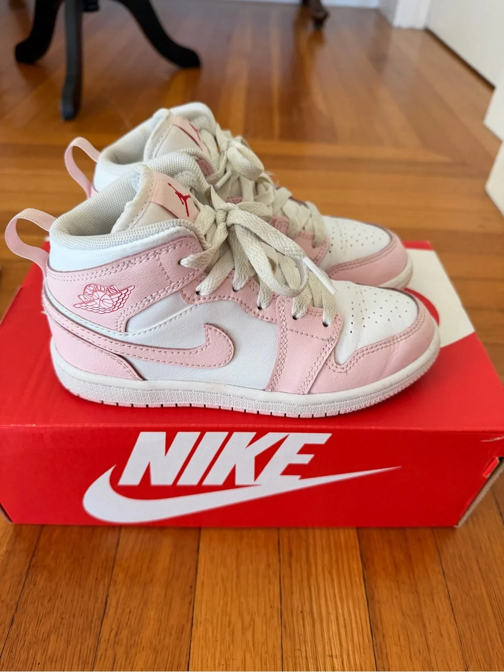 Nike Air Jordan Kids' Pink and White High-Top Sneakers